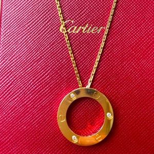 Cartier LOVE yellow gold necklace with 3 diamonds. Original receipt and pouch